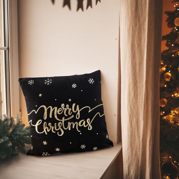 Tutumi Vánoční povlak na polštář Merry Christmas 45x45 cm černý