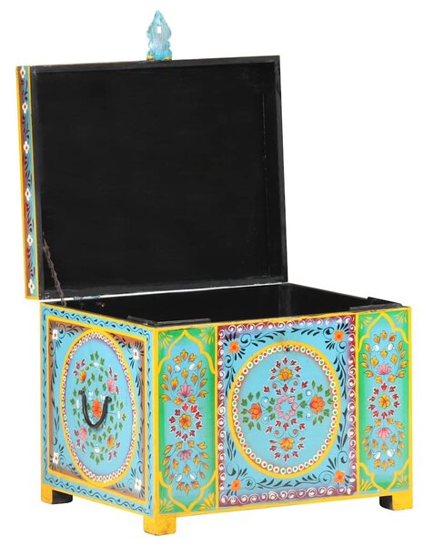 Ručně malovaný úložný box 50 x 40 x 40 cm masivní mangovník 323540