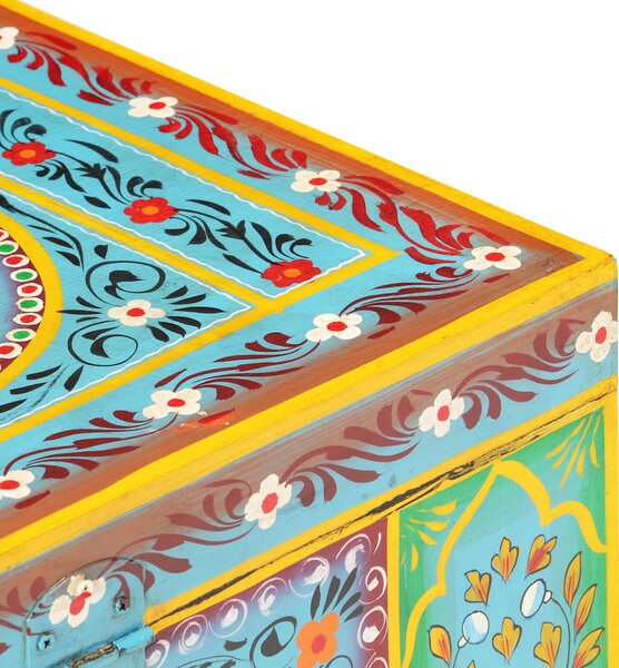 Ručně malovaný úložný box 50 x 40 x 40 cm masivní mangovník 323540