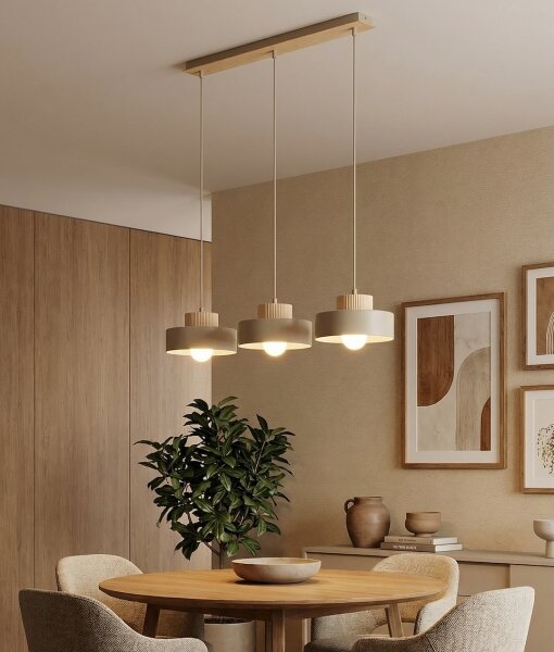 Lustr na lanku KIVI 3xE27/15W/230V béžová
