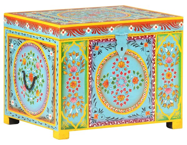 Ručně malovaný úložný box 50 x 40 x 40 cm masivní mangovník 323540