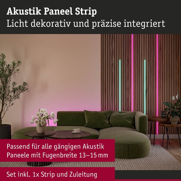 P 79574 LED Strip Akustický Panel základní sada 2,4m RGB černá - PAULMANN