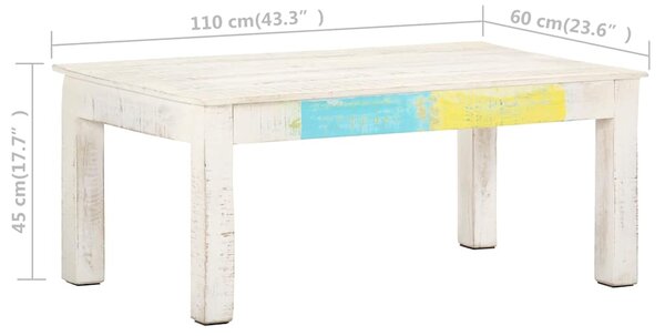 Konferenční stolek bílý 110x60x45 cm masivní mangovníkové dřevo 323555