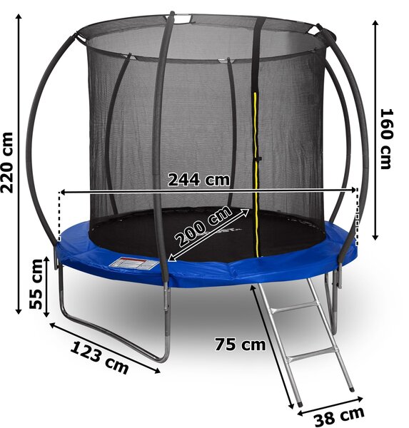 TZB Trampolína se sítí a žebříkem HENZEN 244 cm modrá