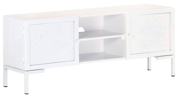 TV stolek bílý 115 x 30 x 46 cm masivní mangovníkové dřevo 323580