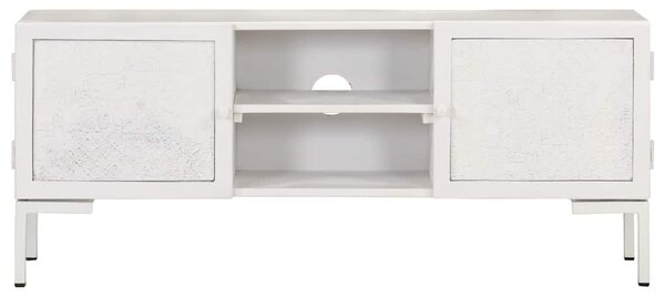 TV stolek bílý 115 x 30 x 46 cm masivní mangovníkové dřevo 323580