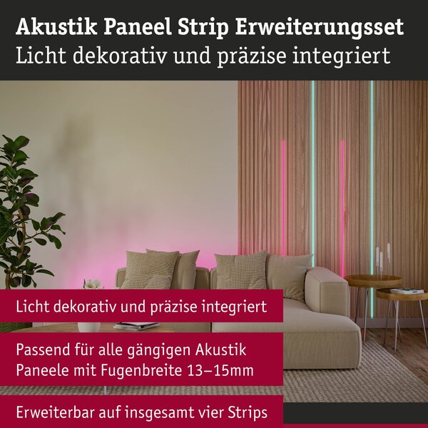 P 79576 LED Strip Akustický Panel prodloužení 2,4m RGB černá - PAULMANN