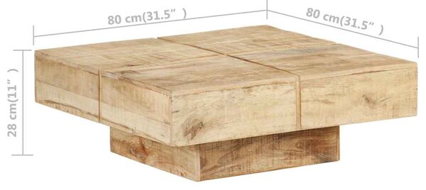 Konferenční stolek 80 x 80 x 28 cm masivní mangovníkové dřevo 323592