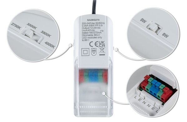 P 92412 LED vestavné svítidlo Zina IP65 5W / 8W 230V stmívatelné 2700 - 4000K kov kartáčovaný - PAULMANN