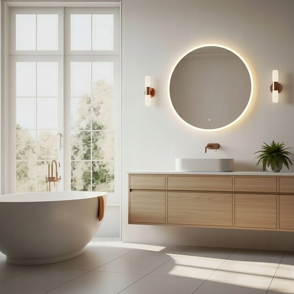 Zrcadlo do koupelny LED kulaté nástěnné 80 cm 3 barvy dotykové ModernHome