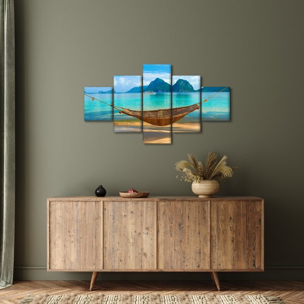 Obraz houpací sítě na pláži 3 (125x70 cm)