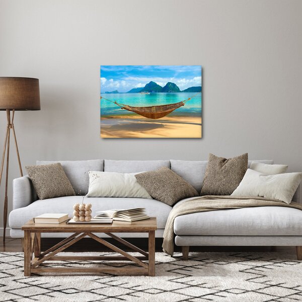 Obraz houpací sítě na pláži 3 (70x50 cm)