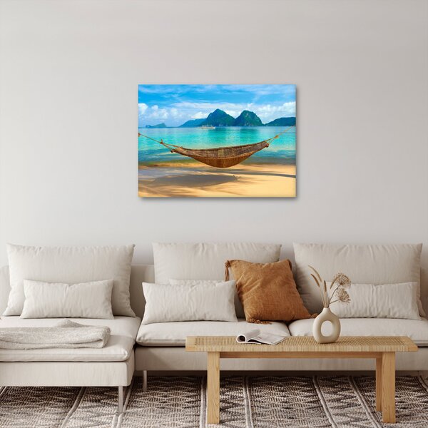 Obraz houpací sítě na pláži 3 (70x50 cm)