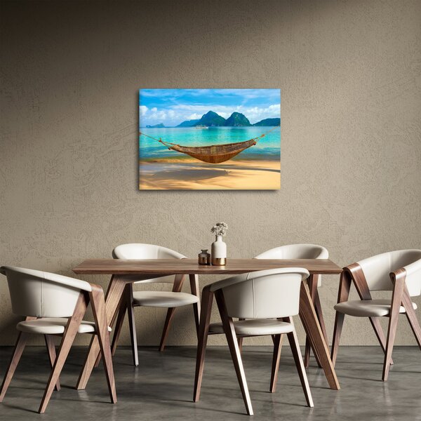 Obraz houpací sítě na pláži 3 (70x50 cm)