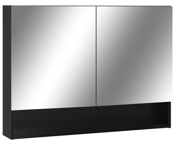 LED koupelnová zrcadlová skříňka černá 80 x 15 x 60 cm MDF 323605