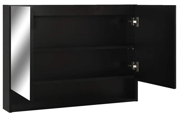 LED koupelnová zrcadlová skříňka černá 80 x 15 x 60 cm MDF 323605