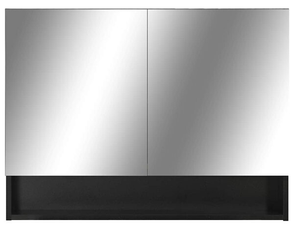 LED koupelnová zrcadlová skříňka černá 80 x 15 x 60 cm MDF 323605
