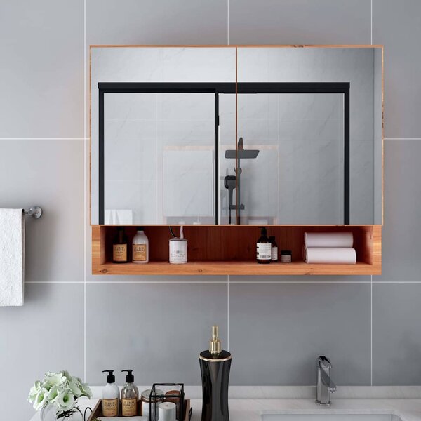 LED koupelnová zrcadlová skříňka dub 80 x 15 x 60 cm MDF 323606