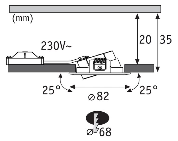 P 93164 LED vestavné svítidlo FixedLED 10ks sada výklopné 25° 10x4,8W 230V 3000K bílá - PAULMANN