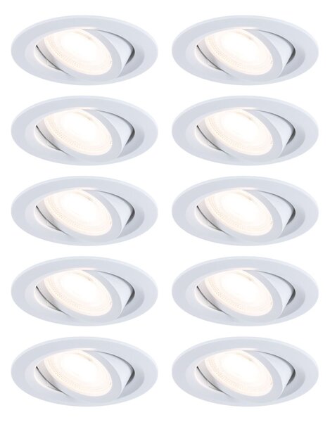 P 93164 LED vestavné svítidlo FixedLED 10ks sada výklopné 25° 10x4,8W 230V 3000K bílá - PAULMANN