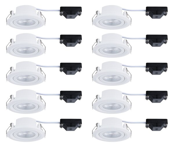 P 93164 LED vestavné svítidlo FixedLED 10ks sada výklopné 25° 10x4,8W 230V 3000K bílá - PAULMANN