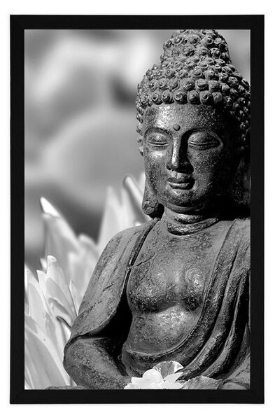 Plakát klidný Buddha v černobílém provedení