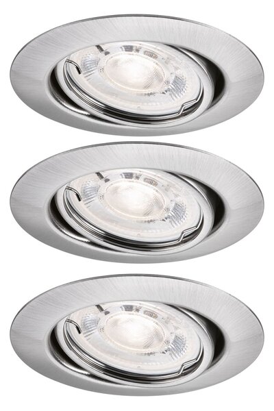 P 94950 LED vestavné svítidlo Base GU10 Flat výklopné 3x4W 230V 2700K kov kartáčovaný - PAULMANN
