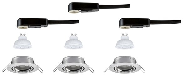 P 94950 LED vestavné svítidlo Base GU10 Flat výklopné 3x4W 230V 2700K kov kartáčovaný - PAULMANN