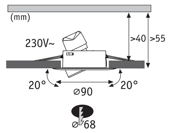 P 94951 LED vestavné svítidlo Base GU10 Flat výklopné 3x4W 230V 2700K černá mat - PAULMANN