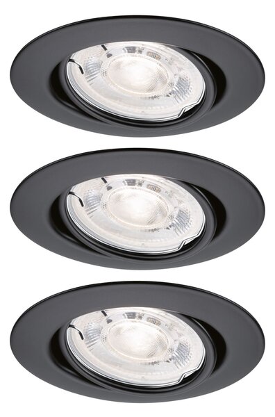P 94951 LED vestavné svítidlo Base GU10 Flat výklopné 3x4W 230V 2700K černá mat - PAULMANN