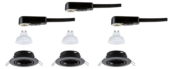 P 94951 LED vestavné svítidlo Base GU10 Flat výklopné 3x4W 230V 2700K černá mat - PAULMANN