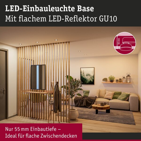 P 94951 LED vestavné svítidlo Base GU10 Flat výklopné 3x4W 230V 2700K černá mat - PAULMANN