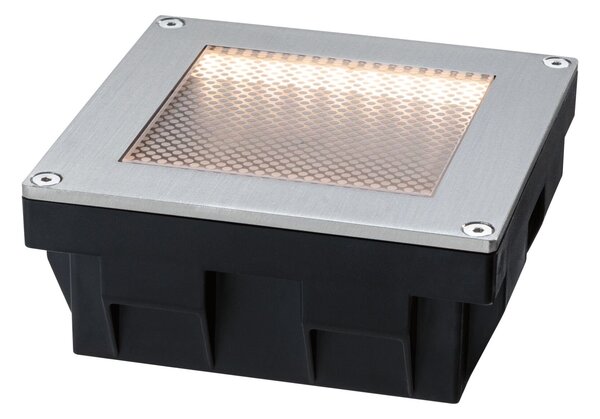 P 95742 Solární LED zemní svítidlo Sorea soumrakový senzor IP67 hranaté 100x100mm 3000K 0,1W 6lm 3,7V kov kartáčovaný ABS/polykarbonát/ocel - PAULMANN