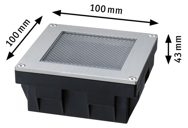 P 95742 Solární LED zemní svítidlo Sorea soumrakový senzor IP67 hranaté 100x100mm 3000K 0,1W 6lm 3,7V kov kartáčovaný ABS/polykarbonát/ocel - PAULMANN