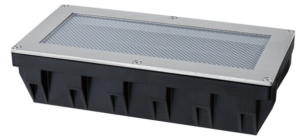 P 95744 Solární LED zemní svítidlo Sorea soumrakový senzor IP67 hranaté 200x100mm 3000K 0,3W 3,7V kov kartáčovaný ABS/polykarbonát/ocel - PAULMANN