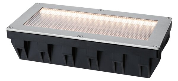 P 95744 Solární LED zemní svítidlo Sorea soumrakový senzor IP67 hranaté 200x100mm 3000K 0,3W 3,7V kov kartáčovaný ABS/polykarbonát/ocel - PAULMANN