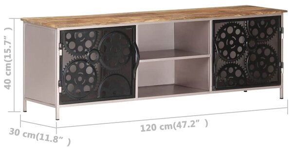 TV stolek 120 x 30 x 40 cm hrubé mangovníkové dřevo 323737