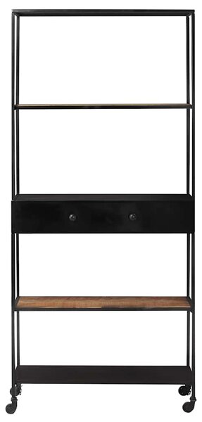 Knihovna 80 x 35 x 180 cm hrubé mangovníkové dřevo a železo 323734