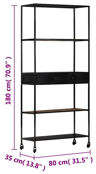 Knihovna 80 x 35 x 180 cm hrubé mangovníkové dřevo a železo 323734