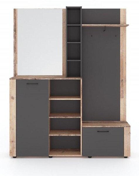 Předsíňová sestava Barra (antracit + old wood) (se zrcadlem)