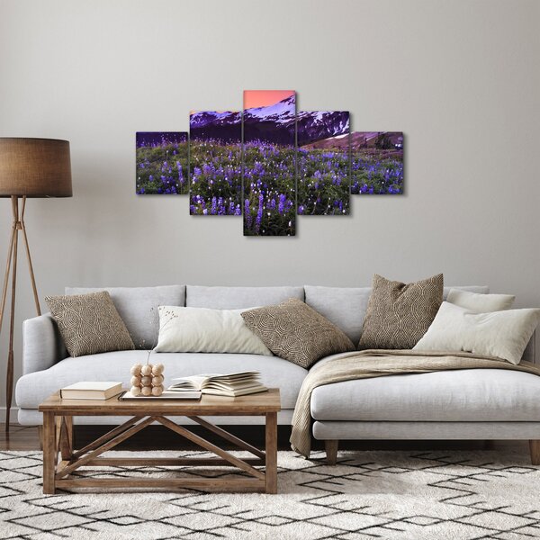 Obraz - Sopka a květiny (125x70 cm)