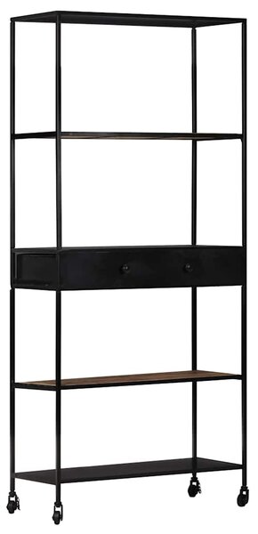 Knihovna 80 x 35 x 180 cm hrubé mangovníkové dřevo a železo 323734
