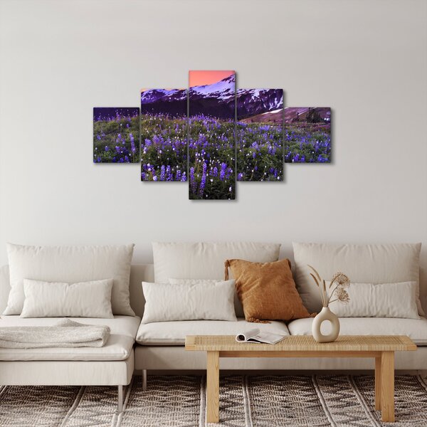 Obraz - Sopka a květiny (125x70 cm)