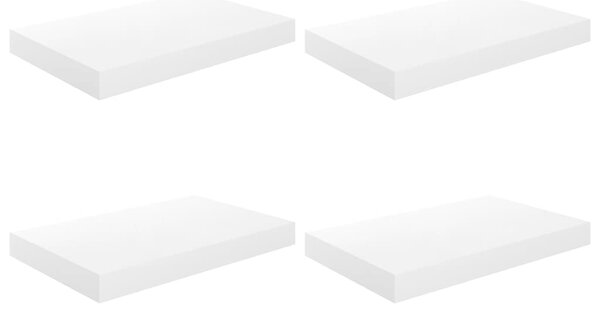 Plovoucí nástěnné police 4 ks bílé vysoký lesk 40x23,5x3,8 cm MDF 323744