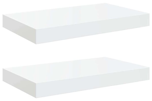 Plovoucí nástěnné police 2 ks bílé vysoký lesk 40x23,5x3,8 cm MDF 323743