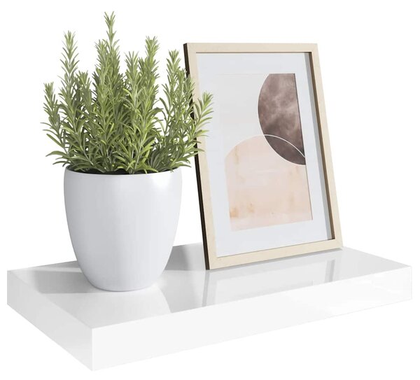 Plovoucí nástěnná police bílá vysoký lesk 40 x 23,5 x 3,8 cm MDF 323742