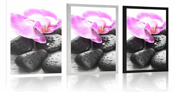 Plakát krásná souhra kamenů a orchideje
