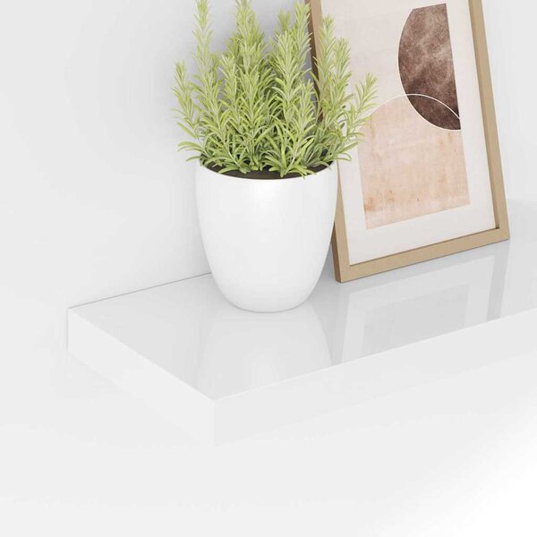 Plovoucí nástěnná police bílá vysoký lesk 40 x 23,5 x 3,8 cm MDF 323742