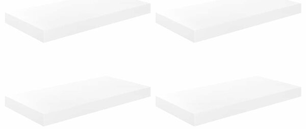 Plovoucí nástěnné police 4 ks bílé vysoký lesk 50x23,5x3,8 cm MDF 323747