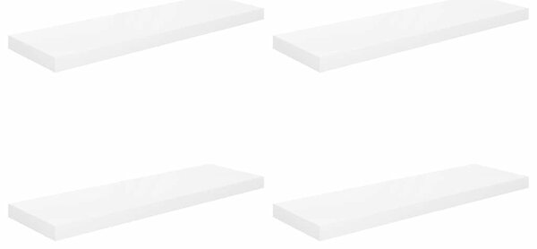 Plovoucí nástěnné police 4 ks lesklé bílé 80x23,5x3,8 cm MDF 323753